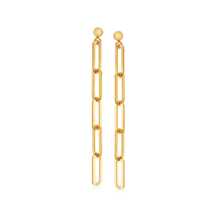 Italian 18kt Gold Over Sterling Paper Clip Link Linear Drop Earrings