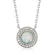 Opal and .30 ct. t.w. White Topaz Necklace in Sterling Silver