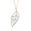 C. 1990 Vintage 1.50 ct. t.w. Diamond Leaf Pendant Necklace in 18kt Two-Tone Gold
