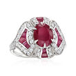 4.40 ct. t.w. Ruby and .66 ct. t.w. Diamond Ring in 18kt White Gold