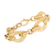Italian Textured and Polished 18kt Yellow Gold Link Bracelet