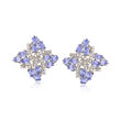 3.50 ct. t.w. Tanzanite and .20 ct. t.w. White Zircon Pinwheel Earrings in Sterling Silver