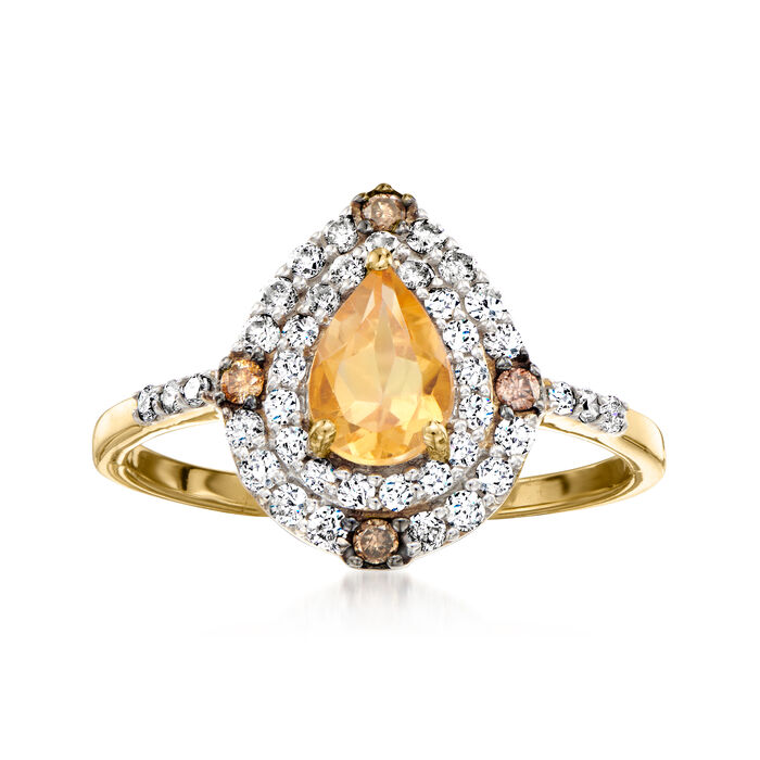 .50 Carat Citrine and .41 ct. t.w. Multicolored Diamond Ring in 14kt Yellow Gold