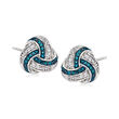 .15 ct. t.w. Blue and White Diamond Love Knot Earrings in Sterling Silver