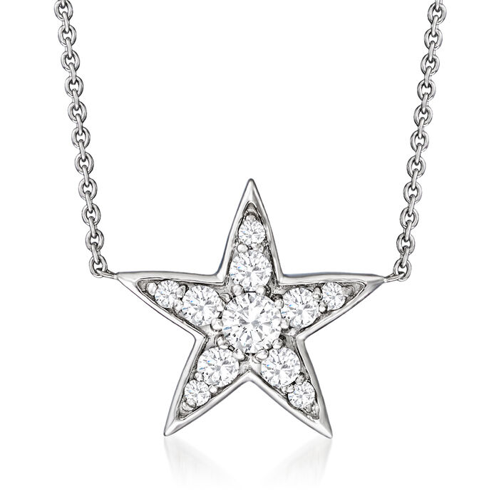 Roberto Coin .26 ct. t.w. Diamond Star Necklace in 18kt White Gold