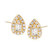.31 ct. t.w. Round and Baguette Diamond Teardrop Earrings in 18kt Yellow Gold