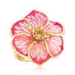 Italian Pink Enamel Flower Ring in 18kt Gold Over Sterling