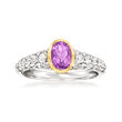 .60 Carat Amethyst and .60 ct. t.w. Pave White Topaz Ring in Two-Tone Sterling Silver