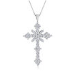 3.00 ct. t.w. Diamond Cross Pendant Necklace in 14kt White Gold