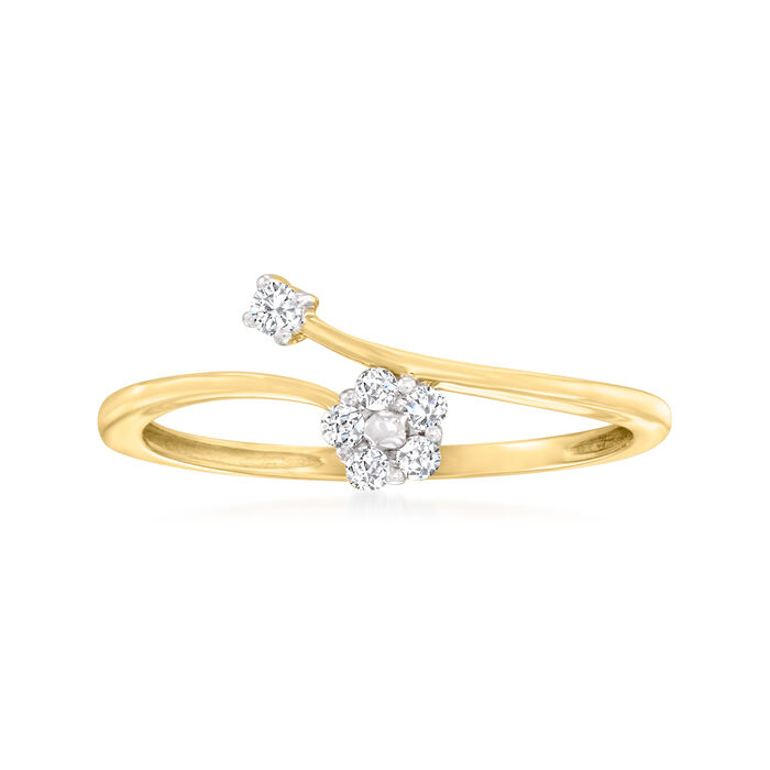.10 ct. t.w. Diamond Flower Bypass Ring in 10kt Yellow Gold