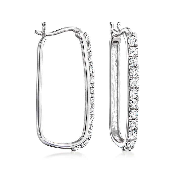 1.00 ct. t.w. Diamond Paper Clip Link Hoop Earrings in Sterling Silver