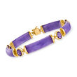 C. 1990 Vintage Lavender Jade and 2.40 ct. t.w. Amethyst Bracelet in 14kt Yellow Gold