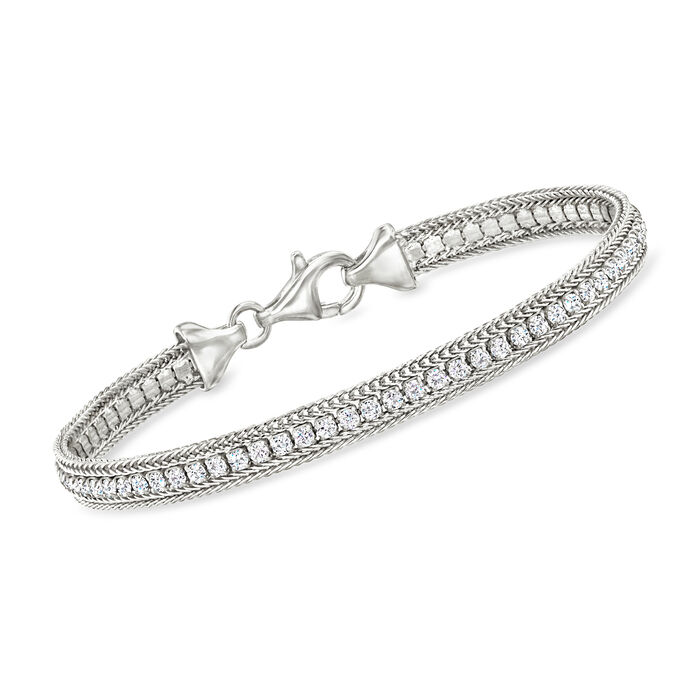 Italian 2.00 ct. t.w. CZ Foxtail-Link Bracelet in Sterling Silver