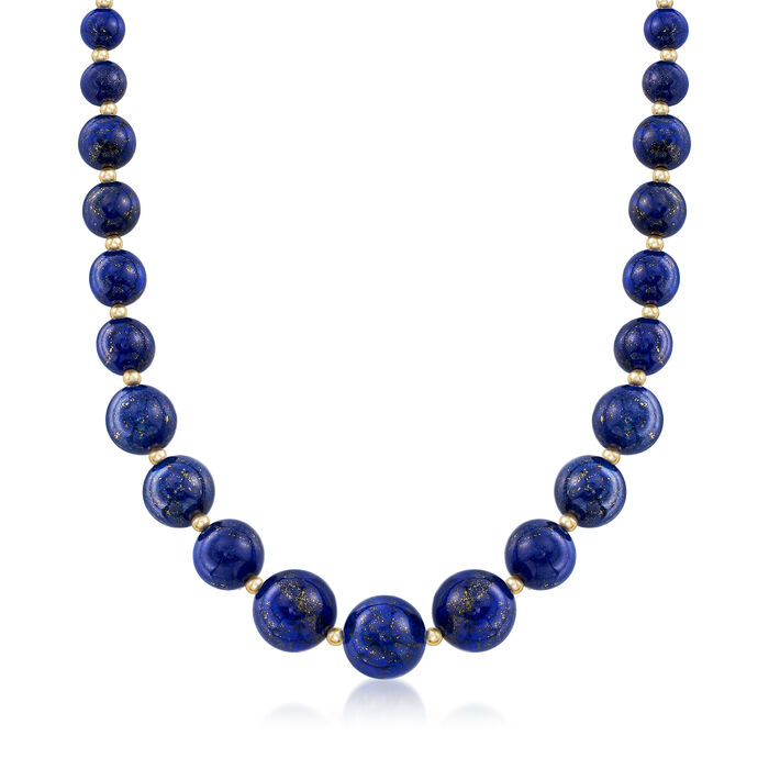 6-14mm Lapis Graduated Necklace in 14kt Yellow Gold