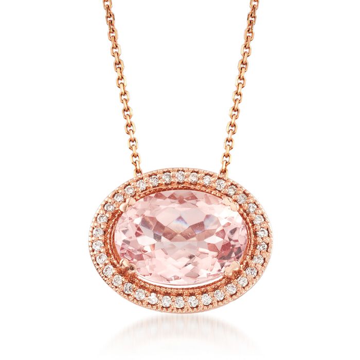 5.00 Carat Morganite and .23 ct. t.w. Diamond Necklace in 14kt Rose Gold