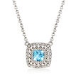 Andrea Candela &quot;Fleur De Lis&quot; 1.10 Carat Swiss Blue Topaz Necklace in Sterling Silver
