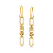Italian 18kt Gold Over Sterling Paper Clip Link and Byzantine Drop Earrings