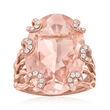 15.00 Carat Morganite Ring with .16 ct. t.w. Diamonds in 18kt Rose Gold