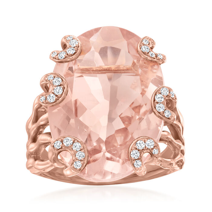 15.00 Carat Morganite Ring with .16 ct. t.w. Diamonds in 18kt Rose Gold