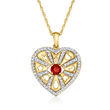 .30 Carat Garnet and .40 ct. t.w. White Topaz Lucky Symbol Heart Pendant Necklace in 18kt Gold Over Sterling