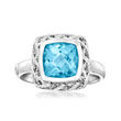 Andrea Candela &quot;Rioja&quot; 2.30 Carat Square Swiss Blue Topaz Ring in Sterling Silver