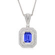 2.30 Carat Blue Tanzanite and .78 ct. t.w. Diamond Pendant Necklace in 14kt White Gold