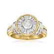 C. 1980 Vintage 1.20 ct. t.w. Baguette and Round Diamond Circular Ring in 14kt Two-Tone Gold