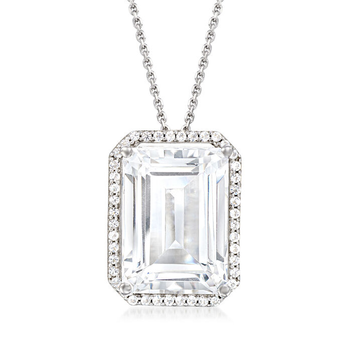 16.00 Carat Rock Crystal and .60 ct. t.w. White Topaz Pendant Necklace in Sterling Silver