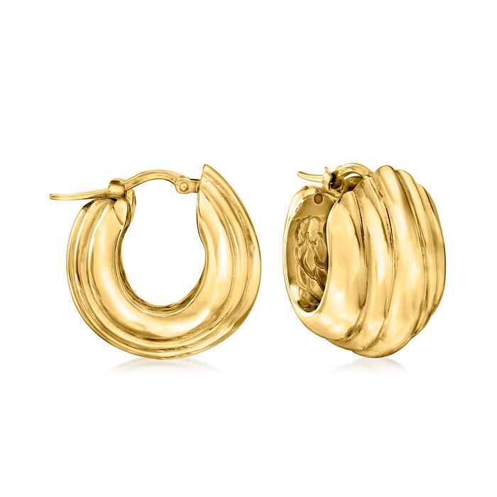 Italian 18kt Yellow Gold Multi-Row Hoop Earrings