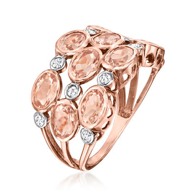 4.40 ct. t.w. Morganite and .25 ct. t.w. Diamond Ring in 14kt Rose Gold