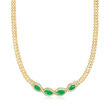 C. 1980 Vintage Jade and 1.80 ct. t.w. Diamond Necklace in 18kt Yellow Gold