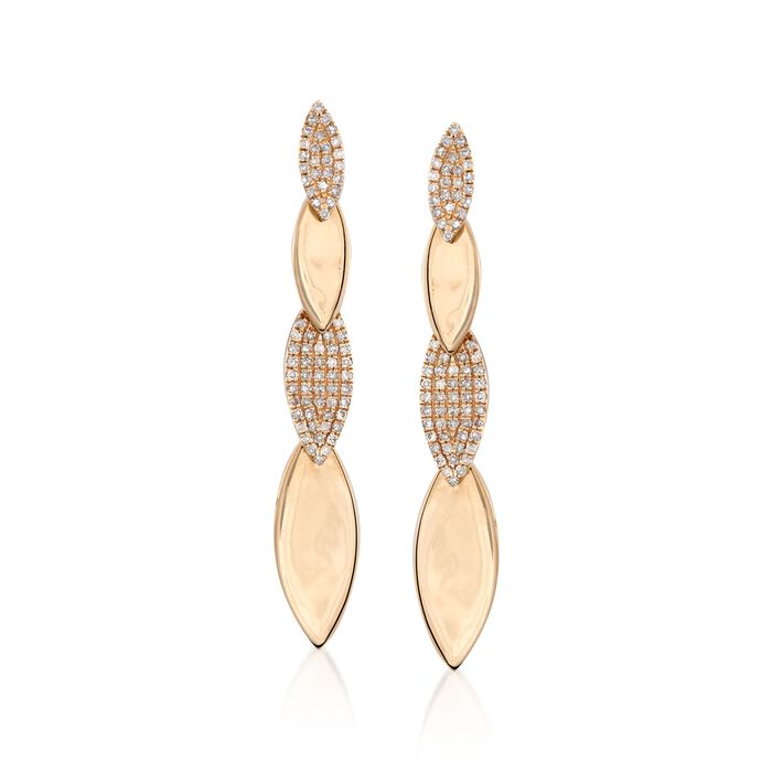 .35 ct. t.w. Pave Diamond Marquise-Shaped Drop Earrings in 14kt Yellow Gold