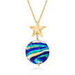 Italian Starfish by the Sea Murano Glass Pendant Necklace in 18kt Gold Over Sterling