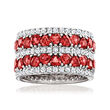 4.40 ct. t.w. Simulated Ruby and 1.60 ct. t.w. CZ Eternity Band in Sterling Silver