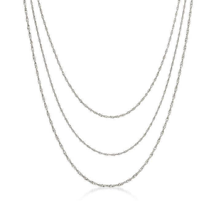 Italian Sterling Silver Three-Strand Singapore-Chain Necklace