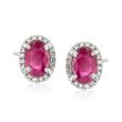 1.10 ct. t.w. Ruby Stud Earrings with Diamond Accents in 14kt White Gold