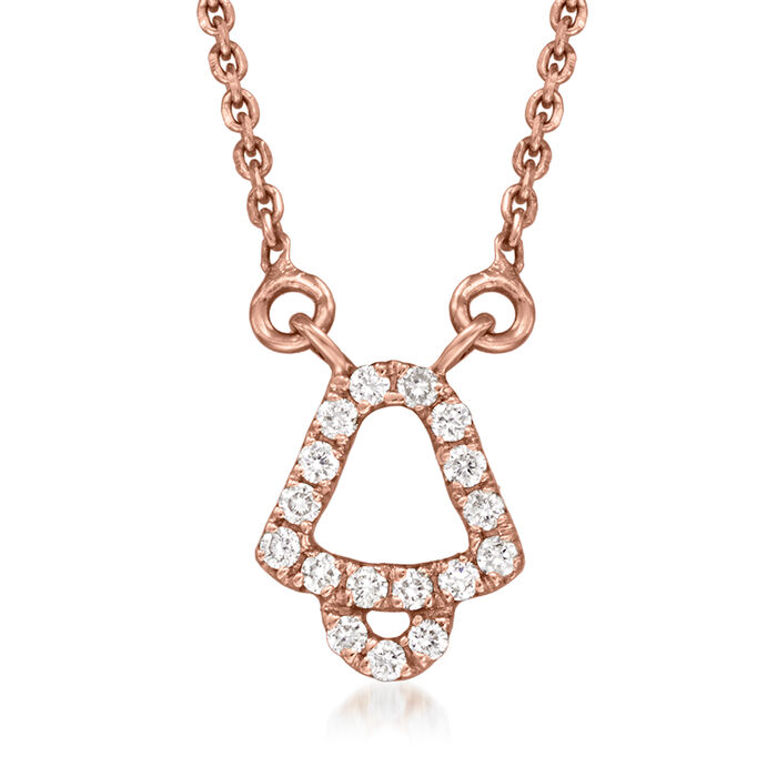 C. 1990 Vintage .14 ct. t.w. Diamond Bell Necklace in 18kt Rose Gold