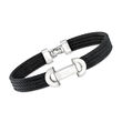 ALOR Men's Black and White Stainless Steel Cable ID Bracelet