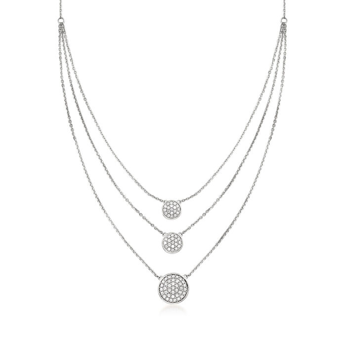 .50 ct. t.w. Pave Diamond Three-Strand Necklace in Sterling Silver