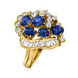 C. 1980 Vintage 1.74 ct. t.w. Sapphire and .92 ct. t.w. Diamond Ring in 18kt Yellow Gold
