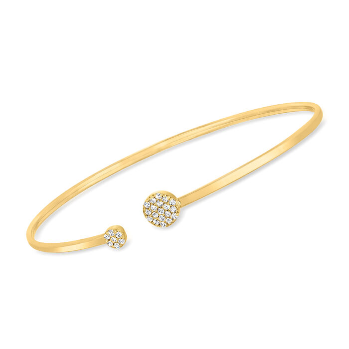 Italian .26 ct. t.w. Diamond Circle Cuff Bracelet in 14kt Yellow Gold