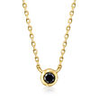 Bezel-Set Black Diamond-Accented Necklace in 14kt Yellow Gold