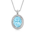 10.00 Carat Aquamarine and .59 ct. t.w. Diamond Pendant Necklace in 14kt White Gold