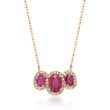 1.70 ct. t.w. Burmese Ruby and .24 ct. t.w. Diamond Necklace in 14kt Yellow Gold