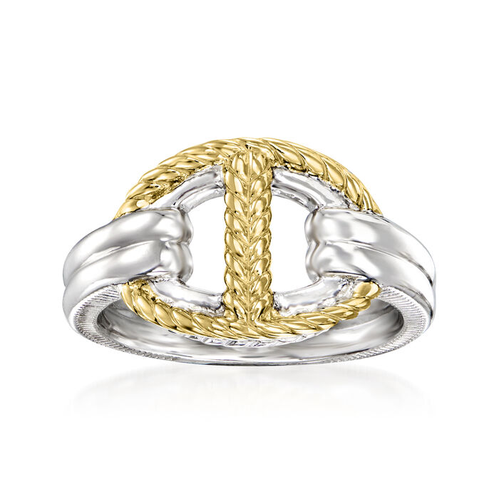 Judith Ripka &quot;Vienna&quot; Sterling Silver and 18kt Yellow Gold Single-Link Ring