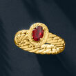 .70 Carat Garnet Curb-Link Ring in 14kt Yellow Gold