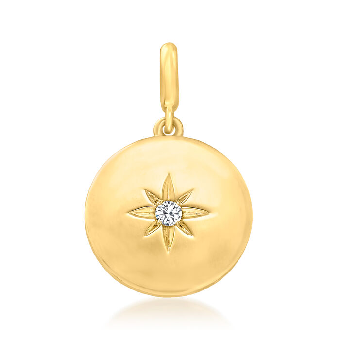 Diamond-Accented North Star Pendant in 18kt Gold Over Sterling