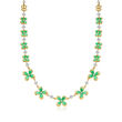 12.00 ct. t.w. Emerald Floral Necklace with 3.20 ct. t.w. White Topaz in 18kt Gold Over Sterling