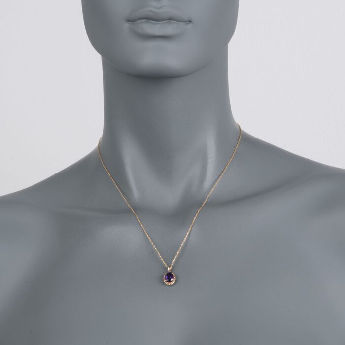 1.70 Carat Amethyst Pendant Necklace in 14kt Yellow Gold 18-inch