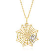 14kt Two-Tone Gold Spiderweb Pendant Necklace